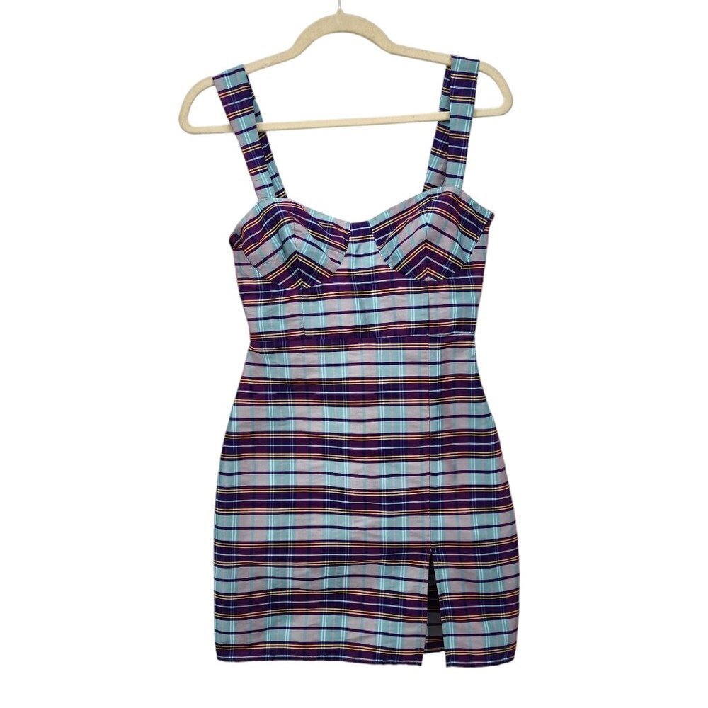 LPA Franca Dress in Purple Plaid Short Mini Dress Womens XXS